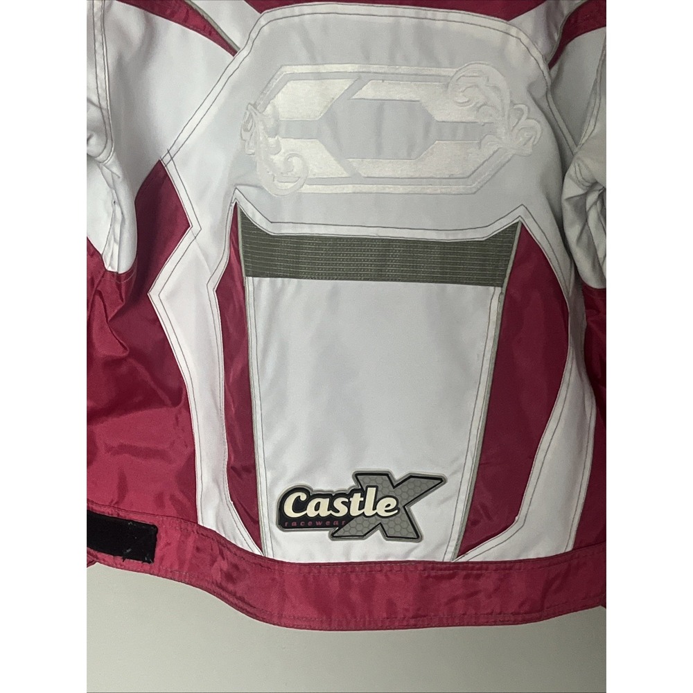 Castle X‎ Racing Snowmobile 1/4 Zip Pullover Jacket Women's M Pink White ❄️ EUC - Picture 15 of 16